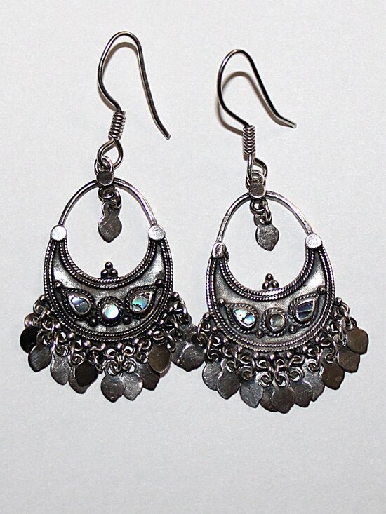 Jewelry - Sterling Silver Bohemian Indie Abalone Earrings